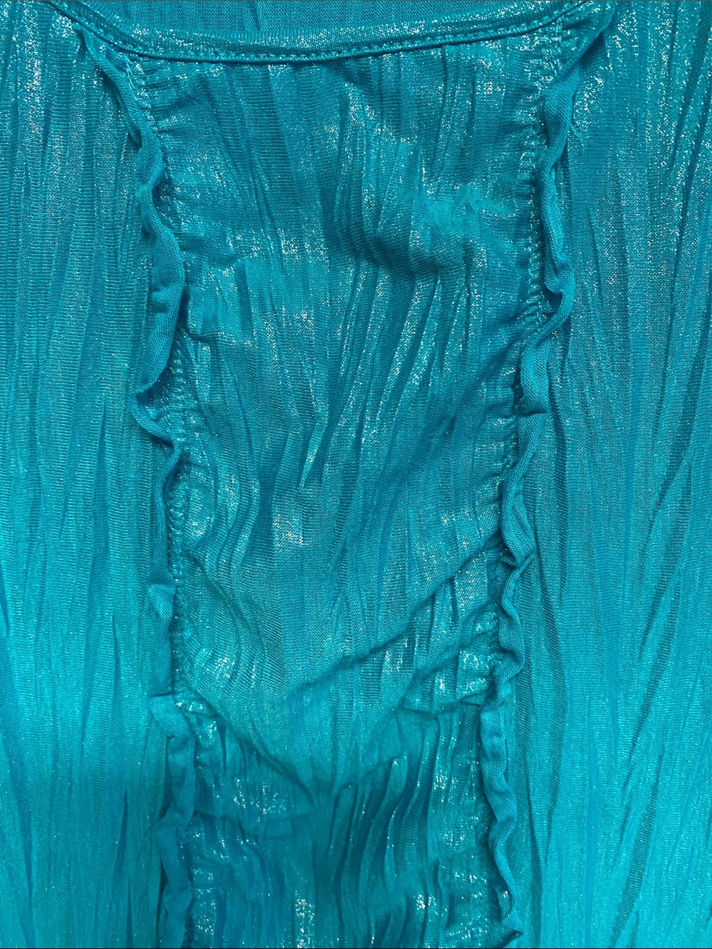 Chico's Shiny Turquoise Ruffle-Front Tank Size Medium - Picture 3 of 7